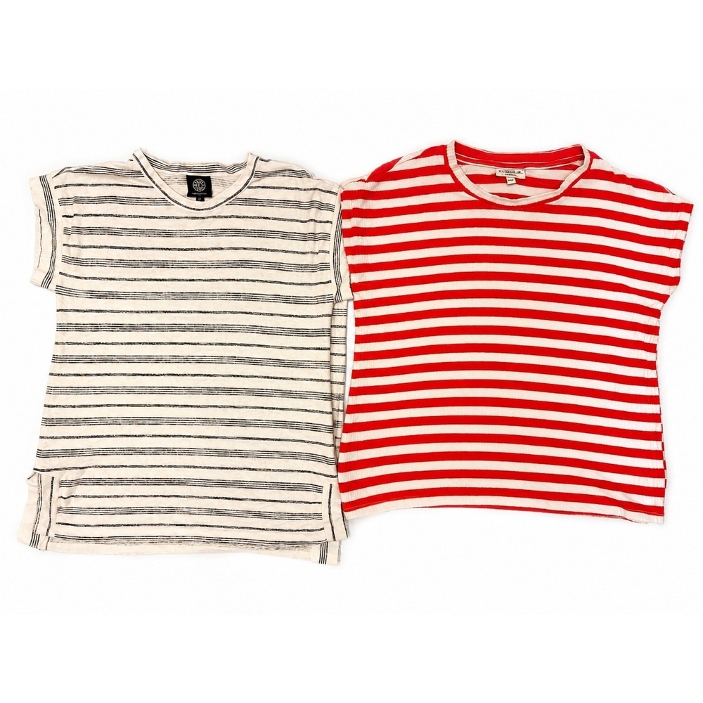 Bobeau Studio B Striped Knit Tops Bundle Womens Medium Red Navy White